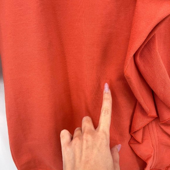 Chloe Orange Bow Ruffle Terry Knit Raglan Long Sleeve Crew Dress Girls Size 12 - Picture 7 of 11